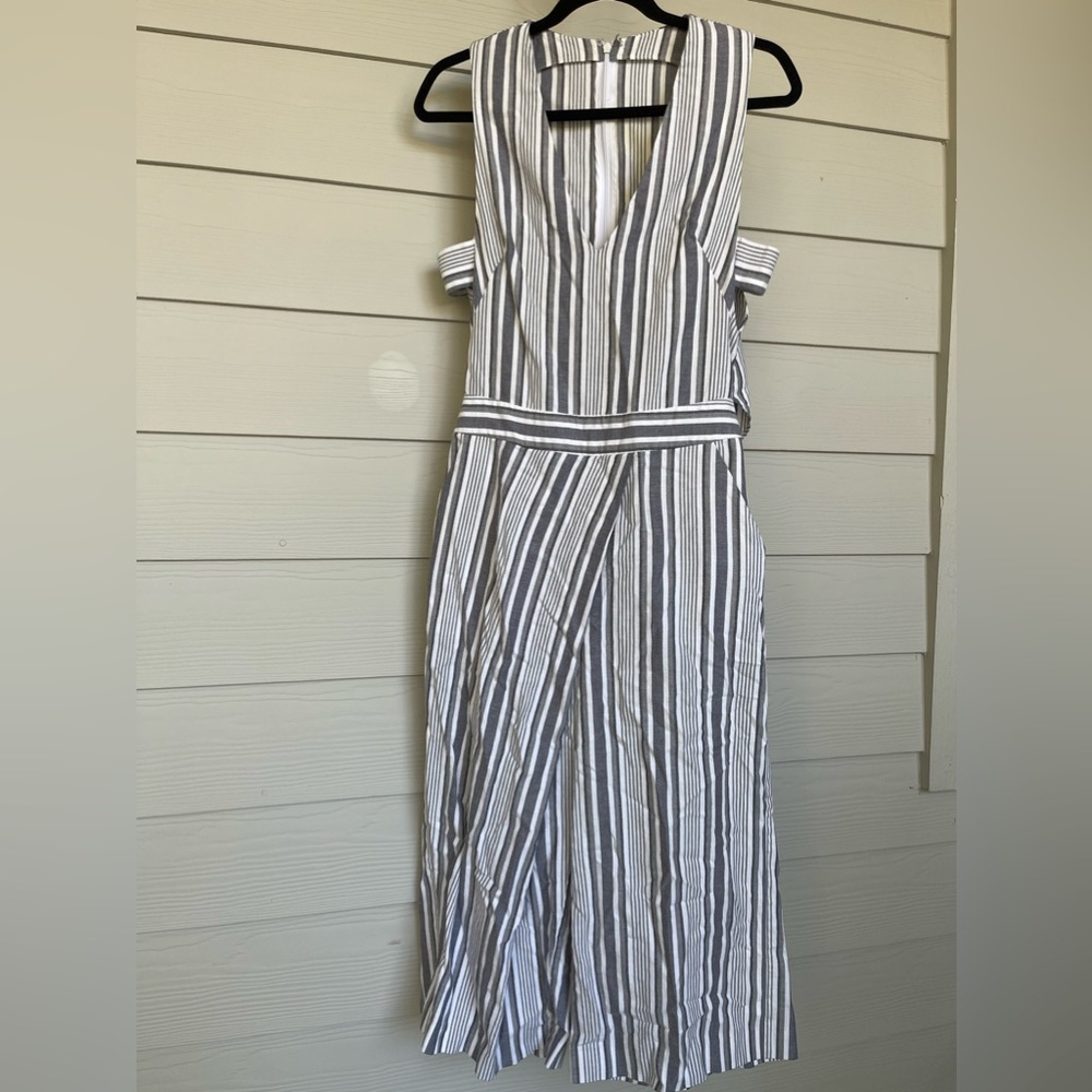 Striped Asymmetrical Romper with Pockets (Petite)